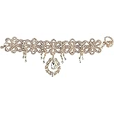 Secret for Longevity Gold Tone Vintage Deco Retro Gatsby Antique Style Clear Crystal Rhinestone Wedding Bridal Prom Bridesmaid Necklace Choker