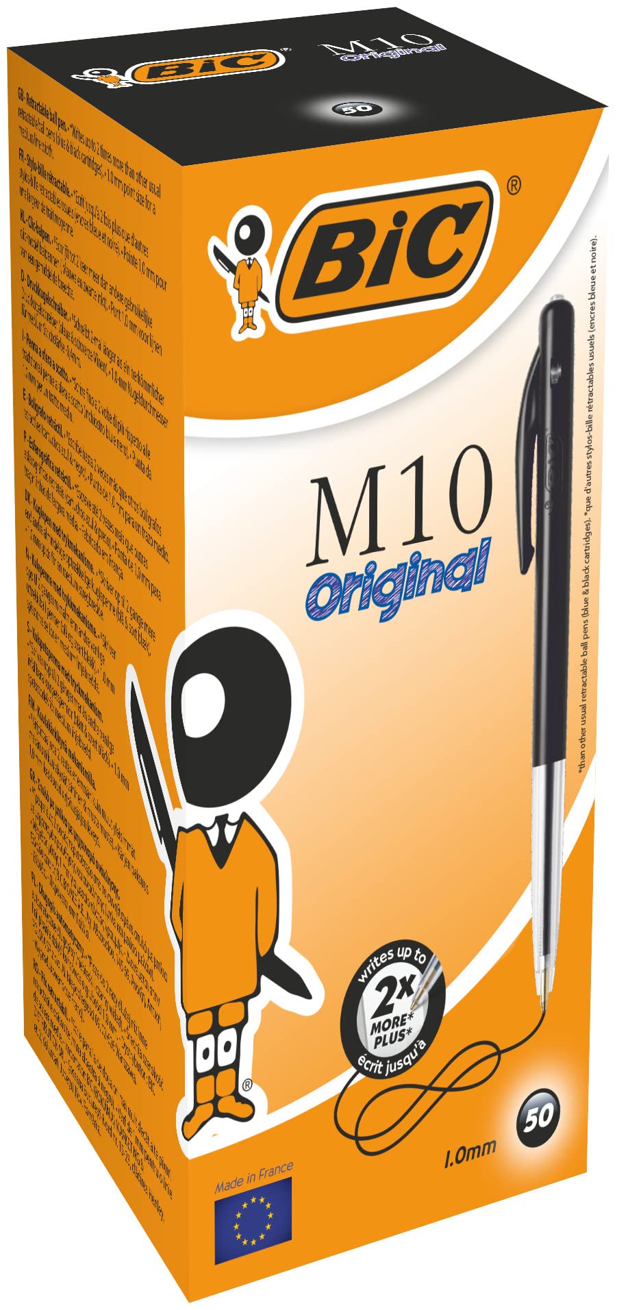 BIC M10 Retractable Ballpoint Pen 1 mm Pack of 50 Black