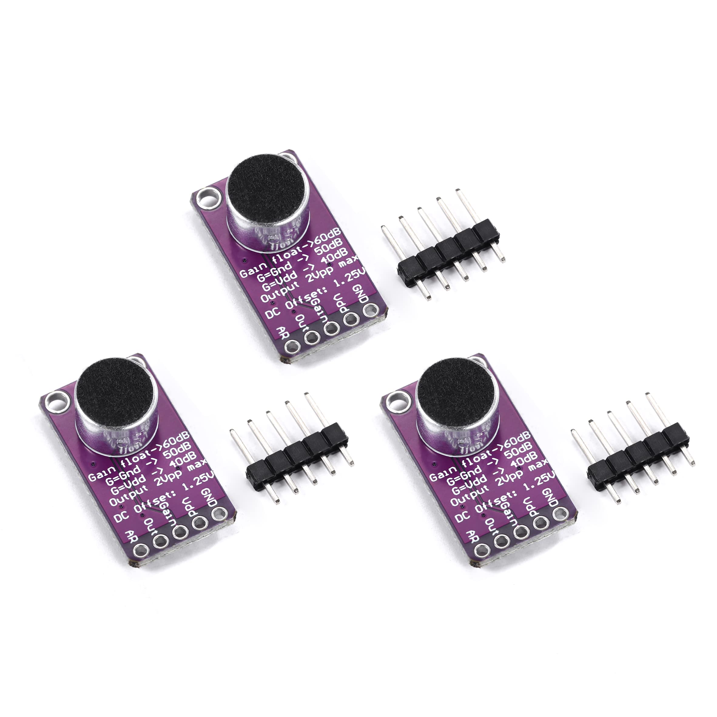 Photo 1 of Teyleten Robot MAX9814 Electret Microphone AGC Amplifier Module Auto Gain Control Release Ratio Low THD for Arduino 3pcs
