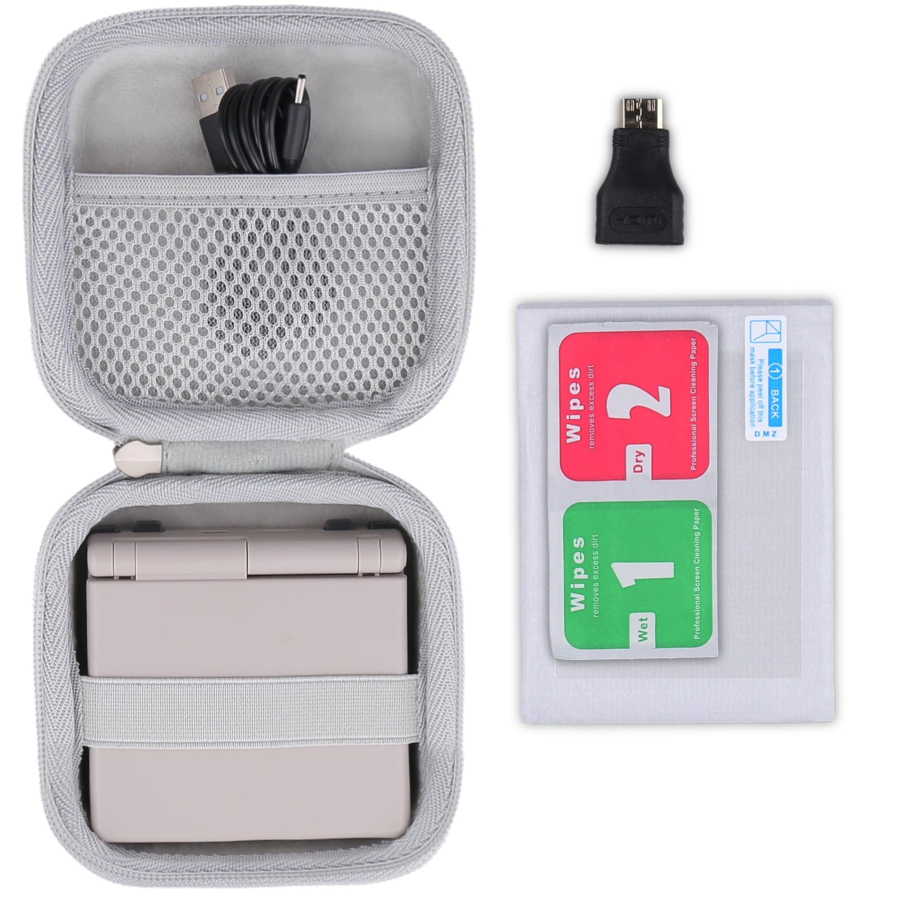 Khanka Hard Carrying Case for Anbernic RG35XXSP Retro Handheld Game Console,Storage Cover with 1 HDMI Adapter,1 Screen Protector，RG35XXSP Game Console Not Included. (White)