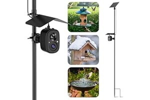 RICHBIRD Smart Bird Feeder Camera Solar Powered with Pole, 2.5K HD Birdwatching Live Video Auto Capture, AI Identification & Instant Notification, Wireless Bird House/Bath Cam Outdoor, Gift for Bird Lovers