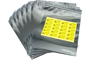 MWRF Source 100 PC Zip Lock Anti-Static Bags and Labels for Electronic Devices, 8x10 inches, 203x254 mm