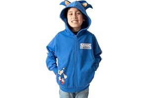 Bioworld Sonic The Hedgehog Character Kids Zip Hoodie with Ears & Quills