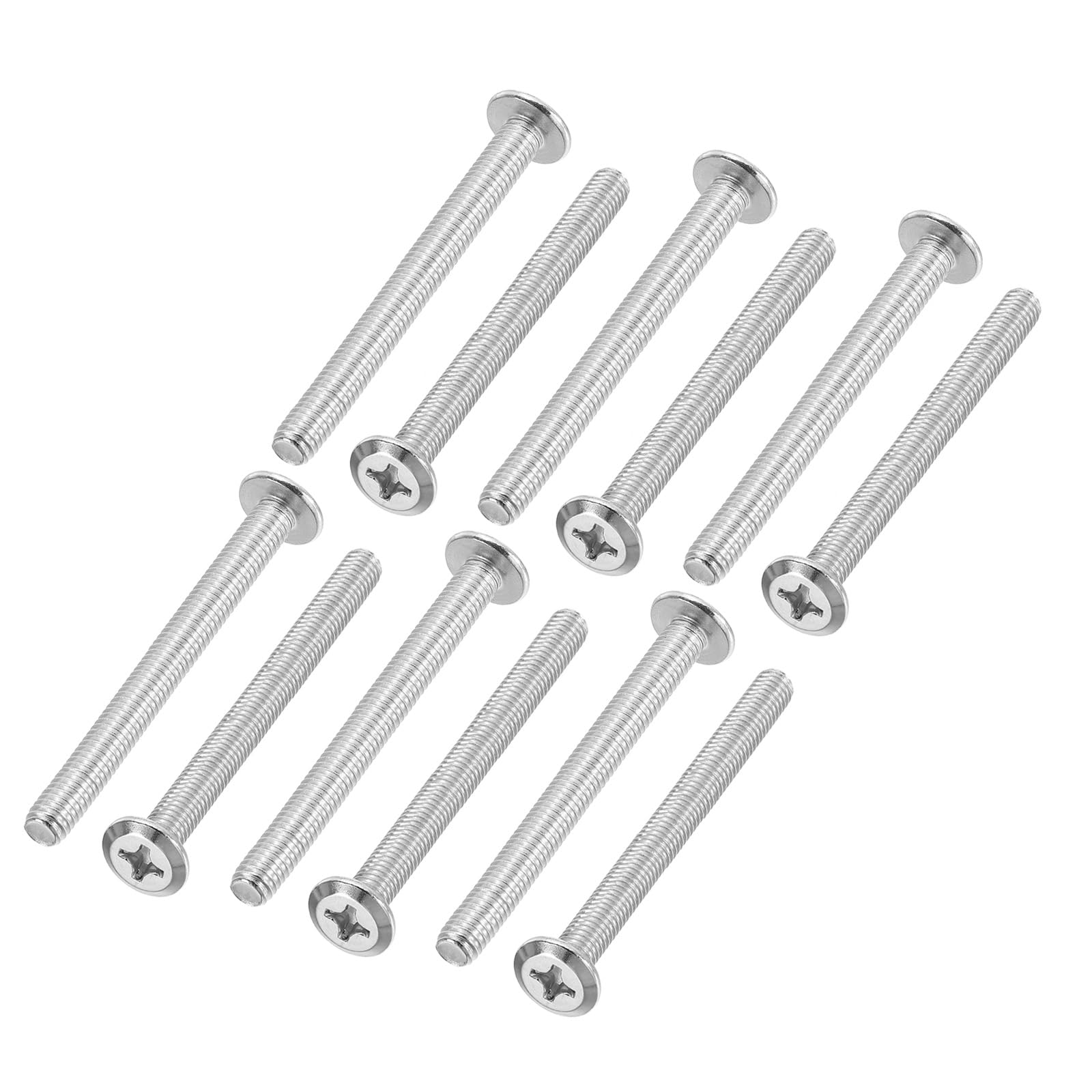 PATIKIL Flat Round Head Phillips Screws, 8 Pack M6-1 x 65mm Binding Screws 304 Stainless Steel 18-8 Full Thread, Phillips Drive Machine Screw Furniture Screw Connector Bolts