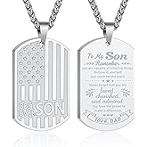 GLITTO Valentines Day Gifts for Him - Best Dad Son Brother Grandson Grandpa Boyfriend Husband Ever Necklace, Stainless Steel Flag Dog Tags Pendant, Birthday Christmas Gifts Jewelry for Men Boys