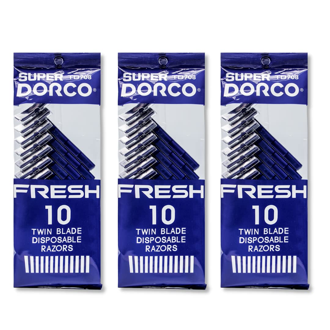 Dorco Fresh Twin Blade Disposable Razors for Men (30 Counts), Smooth ...