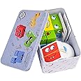 ALaLatois Large Wooden Face Expression Puzzle Building Cubes Manipulatives Face Changing Magic Cube Puzzles Matching Game with Bell Logical Thinking Training Brain Educational Montessori STEM Toys