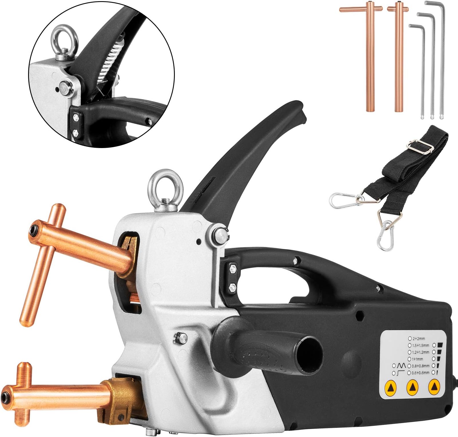 Husuper 400V Electric Spot Welder 120mm Strap Handgrip Spot Welding Gun Durable Tips Handgrip 400V 2.0+2.0MM