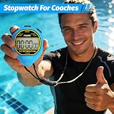 FCXJTU Simple Digital Waterproof Stopwatch Blue 1/100th 50M view 6