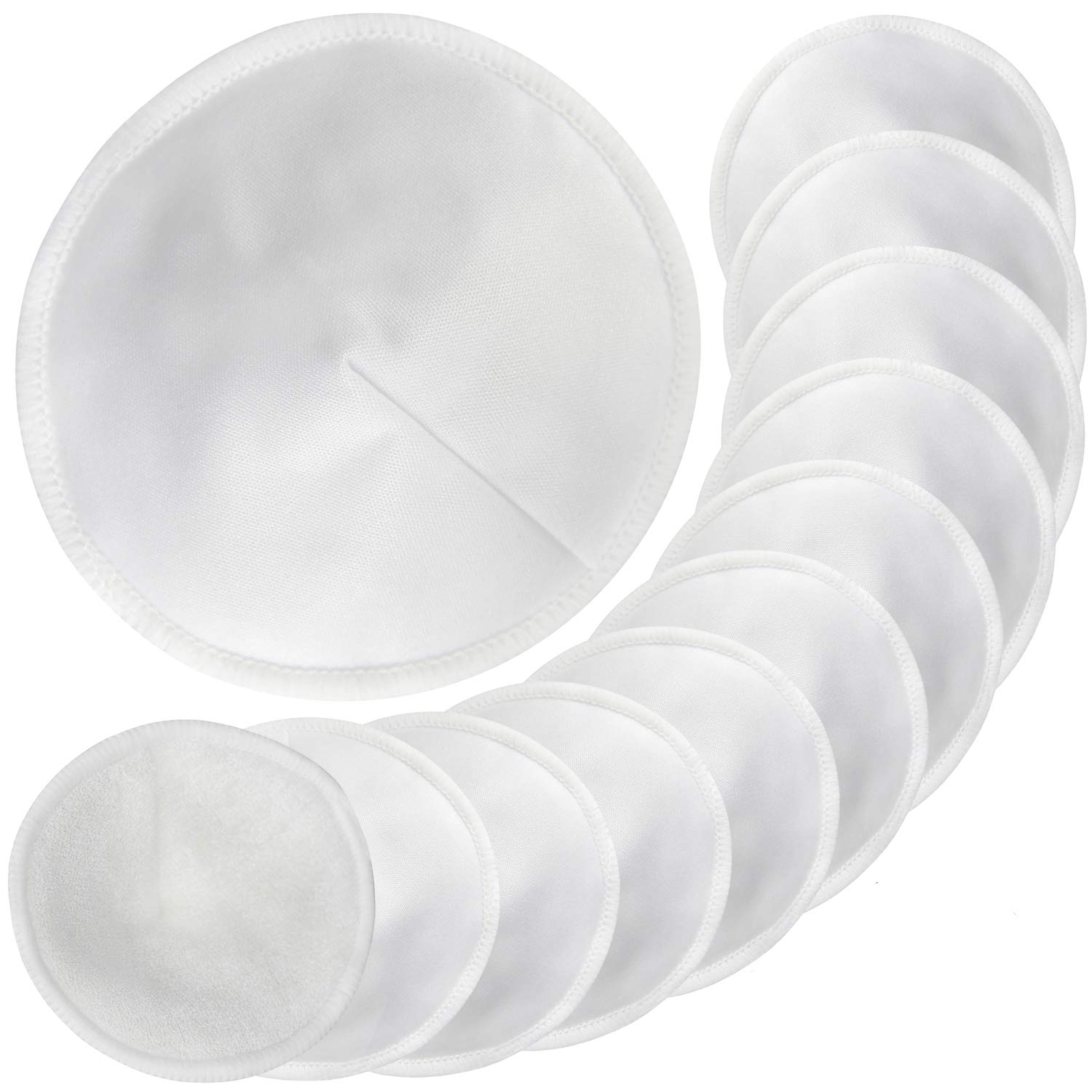 Pinowu Reusable Bamboo Cotton Nursing Pads (12pcs) with Laundry Bag - Soft Absorbent Breastfeeding Pads for Maternity (Super Soft, 11cm)