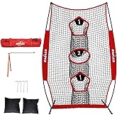 Kapler Football Throwing Net - 5X7 FT Portable 3 Target Pocket Passing Trainer with Football Tee Stand - Quarterback Accuracy Improving for Youth and Adults Backyard Drills