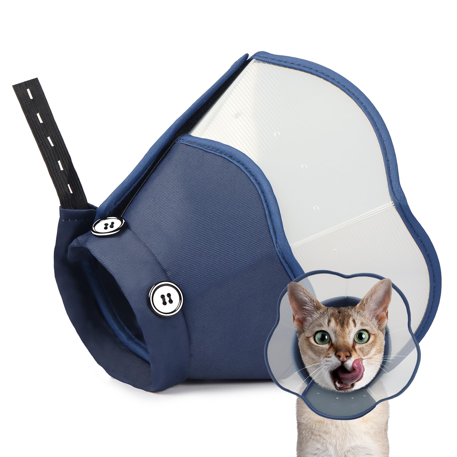 Photo 1 of Cat Cone Collar Soft for Wound Healing for Small Cats(Singapura Devon Rex), Adjustable Breathable Head Recovery Cone Alternative, Air Surgery Cat Neck Cone Anti Scratch Licking