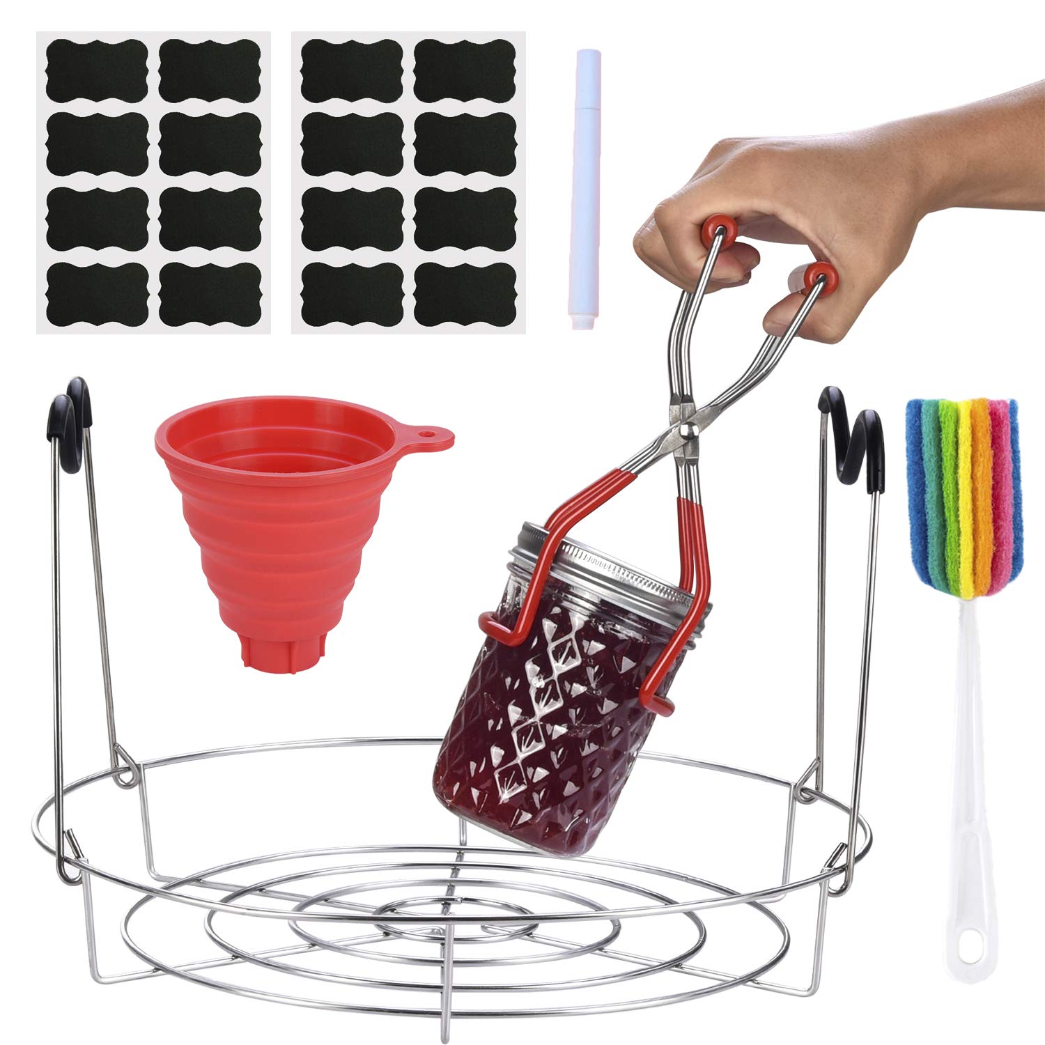 Canning Pot With Rack Canning Pot Rack Canning Rack With Silicone Handles & Jar Lifter ...