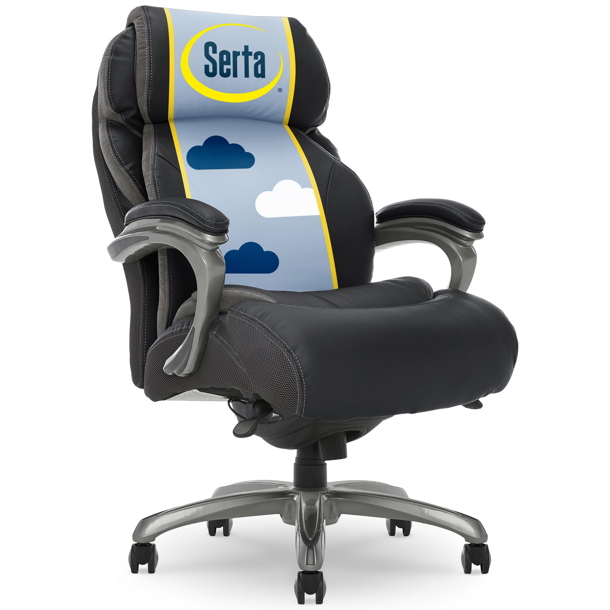 Photo 1 of Serta Jackson Big and Tall Executive Home Office Chair with Smart Layers Technology, Wide Seat Cushion, Modern Comfy DeskChairs with Rolling Swivel Wheels, Bonded Leather, Black
