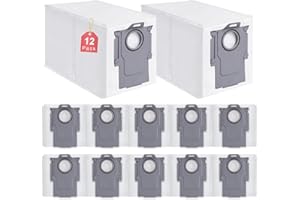 ERAVSOW 12 Pack Dust Bags for Roborock, Q revo, Qrevo S, Qrevo Plus, Qrevo Master, S8 MaxV/MaxV Ultra, Saros 10/10R, Replacement Vacuum Bags for Qrevo Pro, Qrevo MaxV/Pro/Curv Cleaner, 3.0L Large Capacity