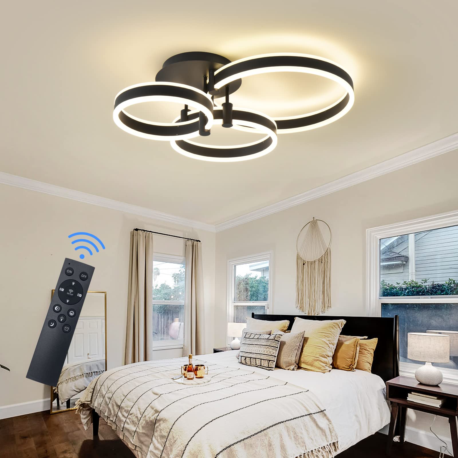 Modern LED Ceiling Light Black 85W Ultra Bright