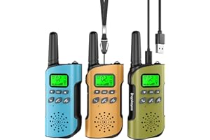 Inspireyes Walkie Talkies for Kids Rechargeable, 48 Hours Working Time 2 Way Radio Long Range, Outdoor Camping Games Toy Birthday Xmas Gift for Boys Age 8-12 3-5, 3 Pack