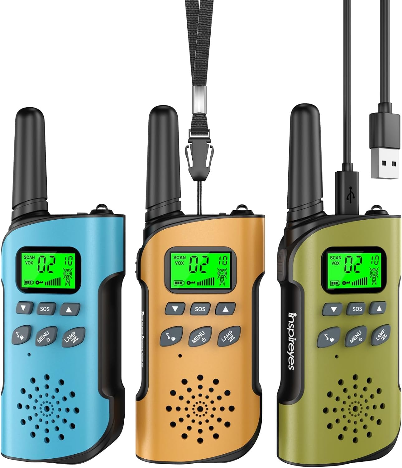 Inspireyes Walkie Talkies for Kids Rechargeable, Easter Gifts for Kids, Boys Girls Ages 3-12, 2-Pack Kids Toys, Long Range 48-Hour Battery, Outdoor Camping Games
