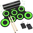 PAXCESS Electronic Drum Set, Roll Up Drum Practice Pad Midi Drum Kit with Headphone Jack Built-in Speaker Drum Pedals Drum St