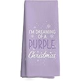 TAEDIN Purple Christmas Kitchen Towels Dish Towel 16x24 Inches, Pink Xmas Gifts, Pink Christmas Holiday Snowflakes Decorative Absorbent Dishcloths Tea Towels for Bathroom Decor