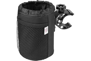 KEMIMOTO Motorcycle Cup Holder, Oxford Fabric Motorcycle Drink Holder with 0.6"-1.5" Alligator Clamp, Universal Water Bottle Cup Accessories for Bike, ATV/UTV, Scooter, Boat, Walker, Black L