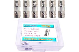 XFFCSEC 20PCS Mini Fuse 3amp 125V 3.6x10 mm 3 A 125 Volt 0.14x0.39 Inch F3AL 125V Fast Blow Glass Fuses for Christmas Lights Plug and Micro String Lights Safety Plugs