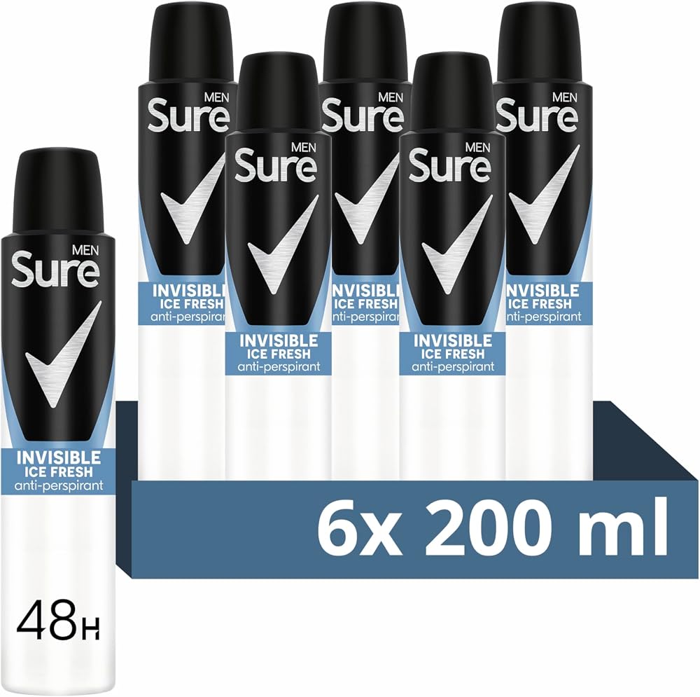 Sure Men Invisible Ice Fresh Anti-Perspirant Aerosol 6x200 ml Deodorant