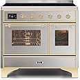 ILVE 40 Inch Majestic II Series Freestanding Electric Double Oven Range with 6 Elements, Triple Glass Cool Door, Convection Oven, TFT Oven Control Display and Child Lock
