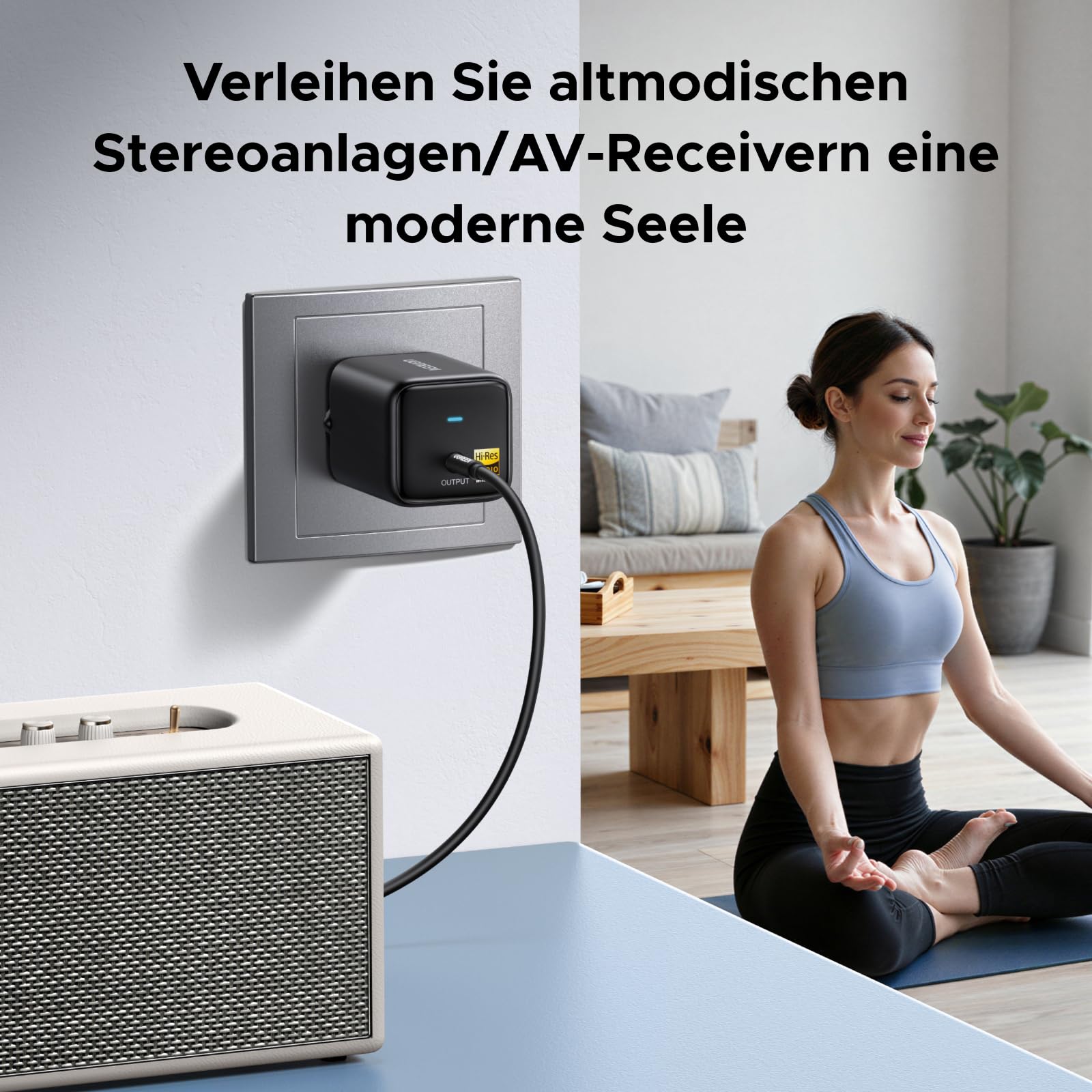 UGREEN Hi-Res Bluetooth 6.0 Adapter mit LDAC, Plug und Play Bluetooth Empfänger, 3,5 mm AUX Adapter für Stereoanlage, Verstärker und Lautsprecher, 10 m Reichweite mit geringer Latenz 2