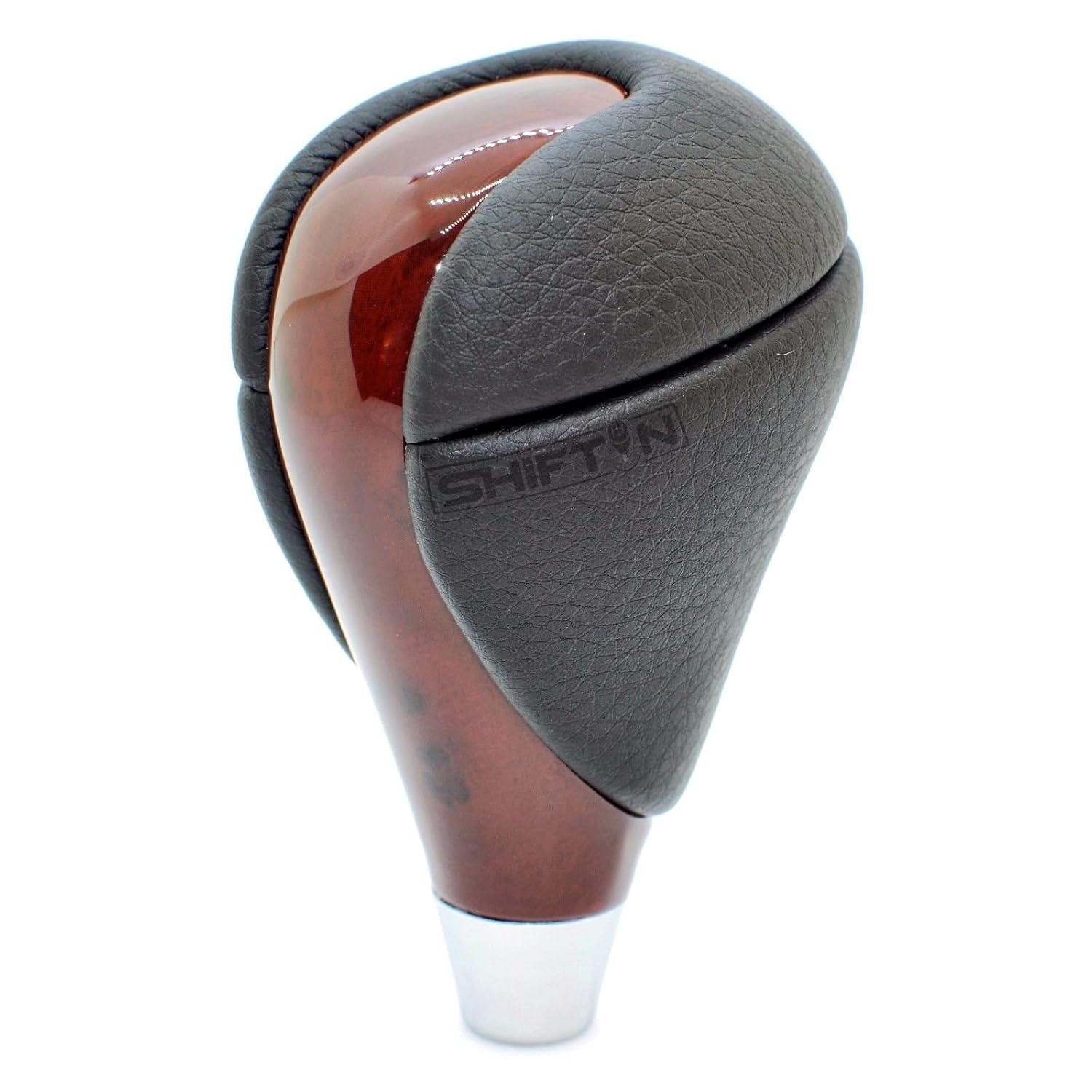 Shift Knobs Automotive SHIFTIN Black Leather Chrome Wood Gear Shift