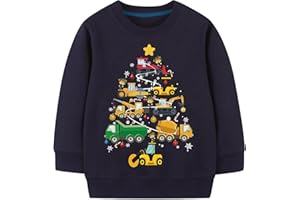 Sineeko Boys Girls Christmas Sweatshirt Long Sleeve Kids Xmas Toddler Tops Santa Elk Dinosaur Pullover for 3-8T