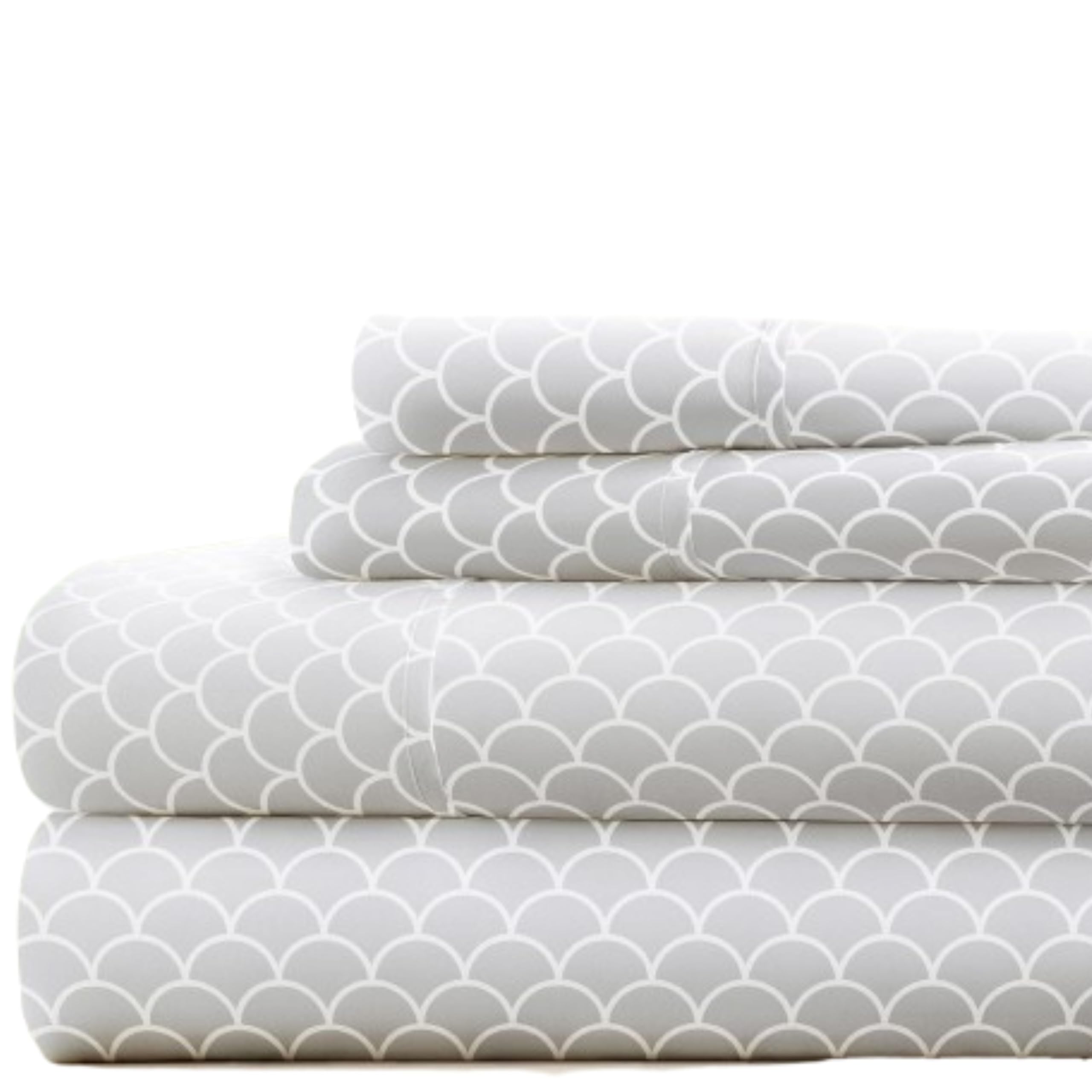 Linen Market 4 Piece Queen Bedding Sheet Set (Gray Scallops) - Sleep Better Than Ever with These Ultra-Soft & Cooling Bed Sheets for Your Queen Size Bed - Deep Pocket Fits 16" Mattress