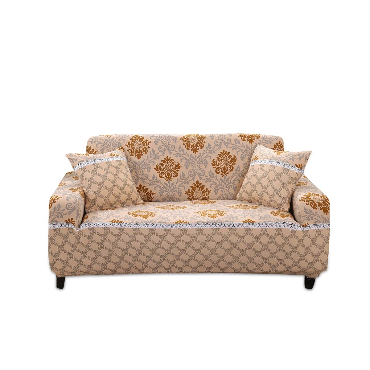 VanderHOME Sofa Covers 1/2/3/4 Seater Stretch Sofa Protector Easy Fit Elastic Fabric Stretch Couch Slipcover Polyester Spandex Printed Stretch Sofa Slipcover Furniture Protector 2 Seater, Brown