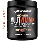 Sport Formula 99 Multivitamin Powder - Drink Mix for Men Women BCAA Amino Acids Won&rsquo;t Upset Your Stomach - Keto Vegan Multivitamin Fruit Punch - Electrolytes Super B Complex Digestive Enzyme