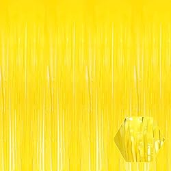 6 Pack Yellow Foil Fringe Curtain Backdrop, 3.28Ft