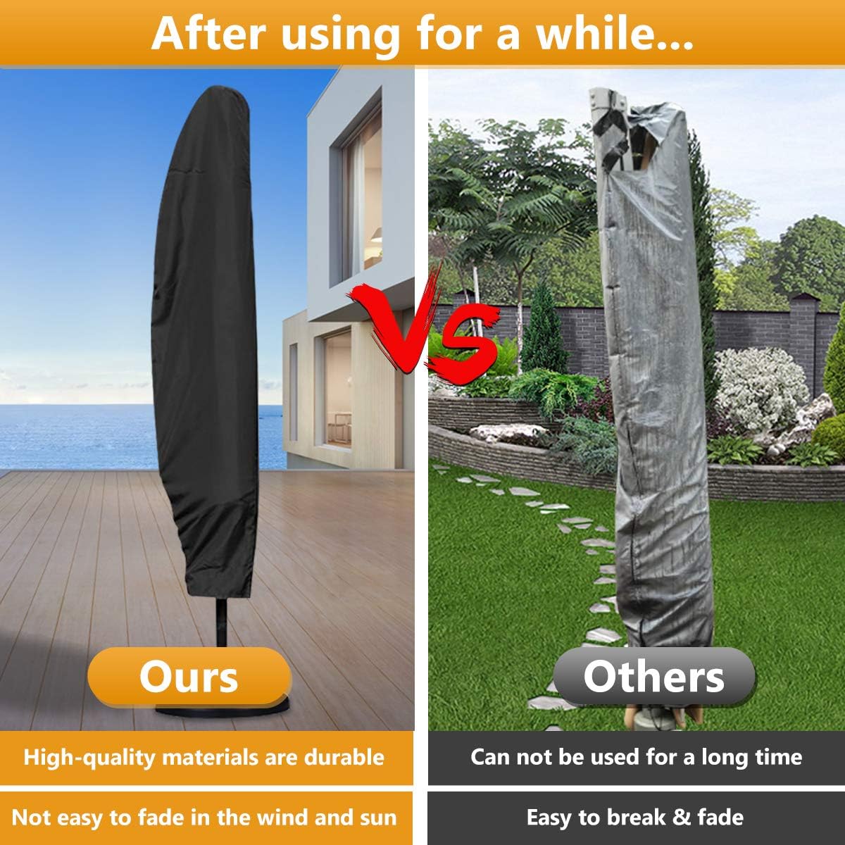 GEMITTO Patio Umbrella Cover, Waterproof Snowproof Outdoor Offset Umbrella Cover with Zipper for 9-13ft Cantilever Parasol Umbrellas, Winter Protection (420D Cantilever Umbrella Cover) : Garden & Outdoor