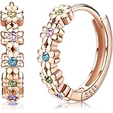 MILACOLATO Solid 925 Sterling Silver Small Hoop Earrings for Women 14K Gold Plated Daisy Huggie Hoop Earrings Cute Cubic Zirconia Flower Hoop Earrings Hypoallergenic Earrings