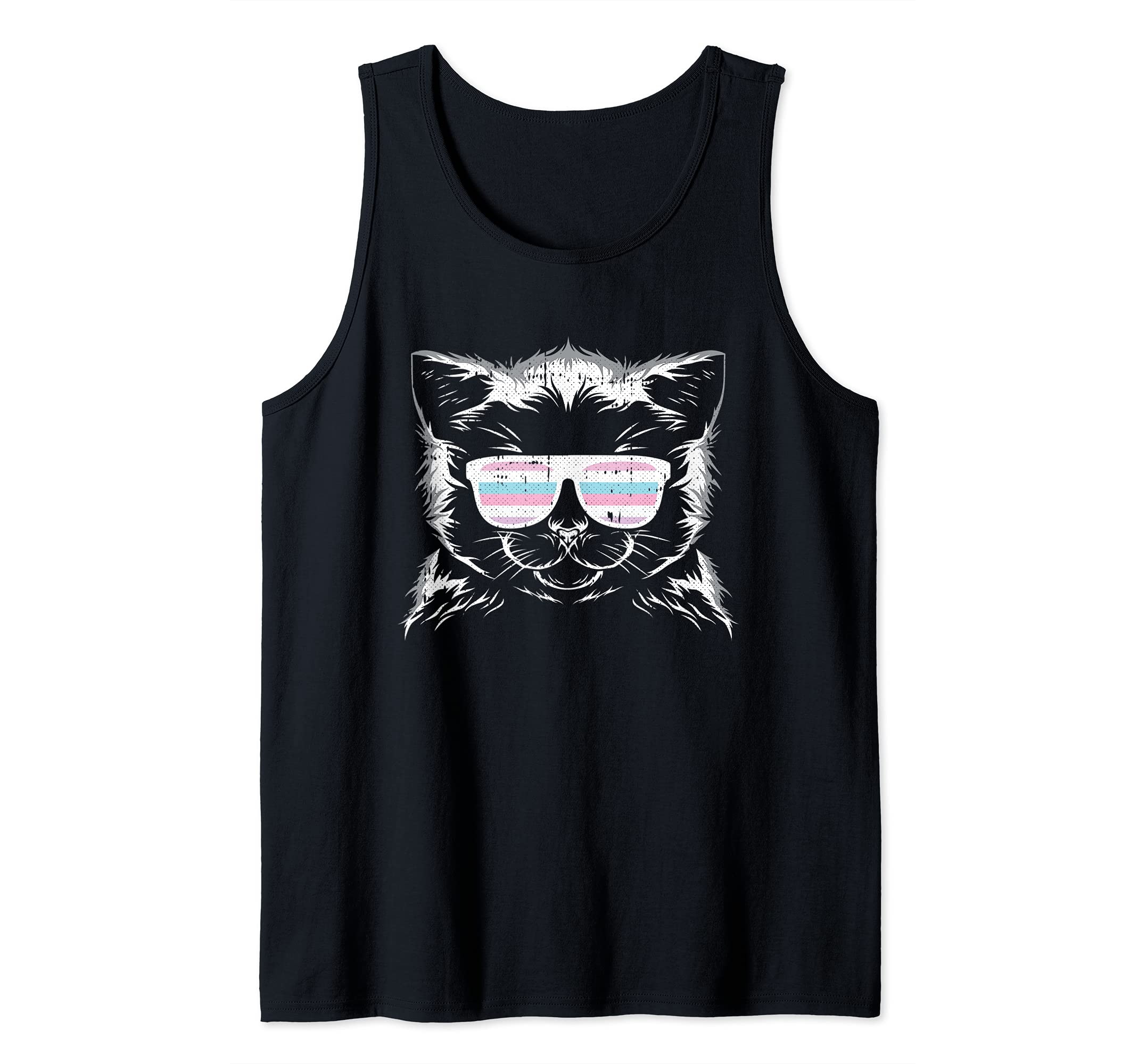 Cat Sunglasses Intersexual Pride Kitten LGBT-Q Proud Ally Tank Top