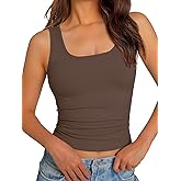 GKBK Women Built-in Bra Tank Tops Sleeveless Crewneck Rib Knit Shirts Slim Fit Basic Tee Tops XS-XXL
