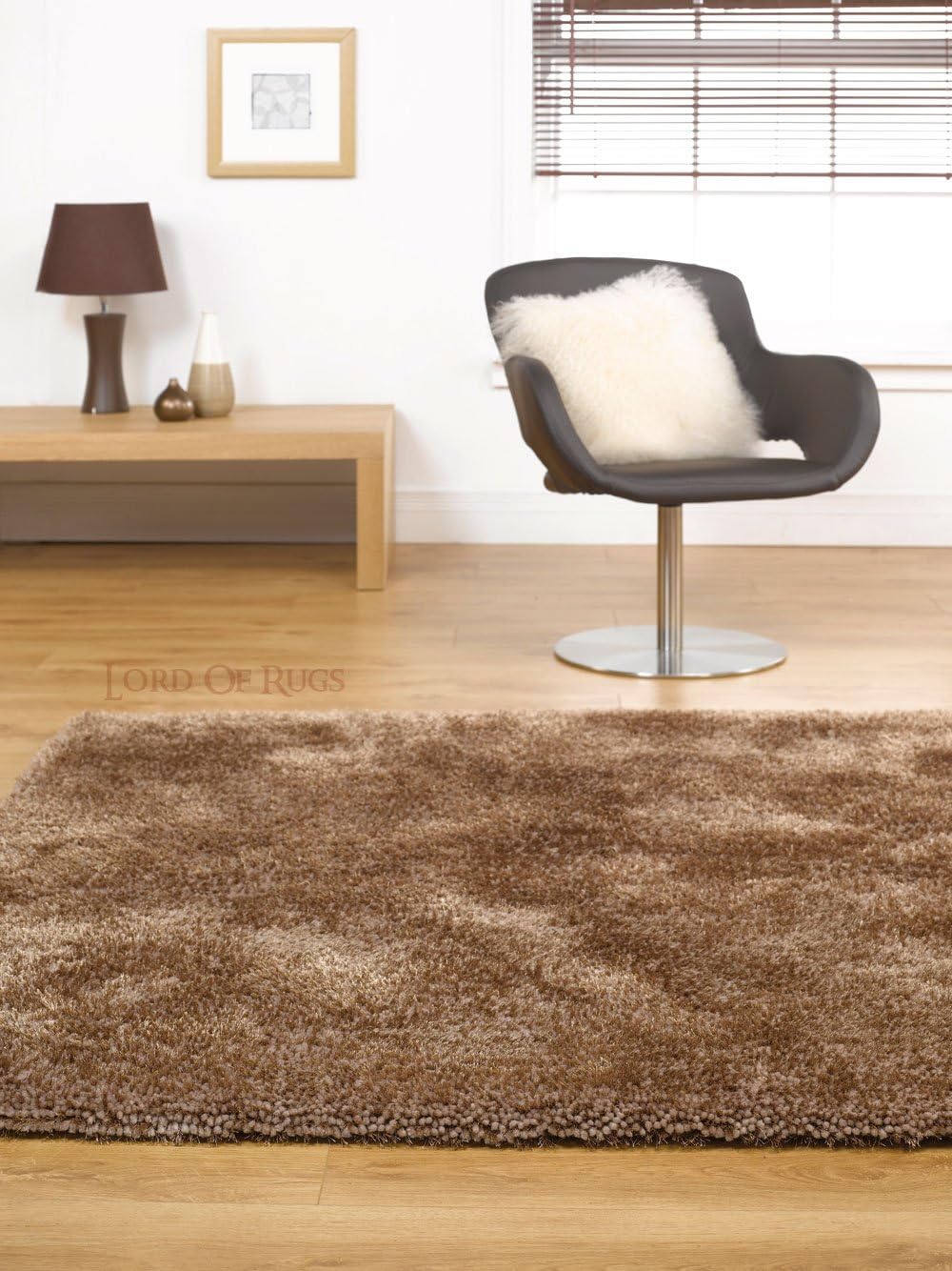 Large Soft Thick Luxurious Shaggy Rug in Mocha Brown 160 x 220 cm (5'3