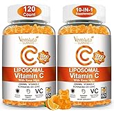 Vemluta 2 Pack Liposomal Vitamin C 2000mg Gummies Complex Rose HIPS with D3 5000IU,Elderberry Echinacea,Iron & Zinc for Adults Kids Immune,Antioxidant & Collagen Support,Orange Flavor, 120Count