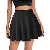 AURUZA Mini Skirts for Women, Womens Casual Skater Skirt, Basic Versatile Stretchy Flared Summer Mini Skirt (Large, Black)