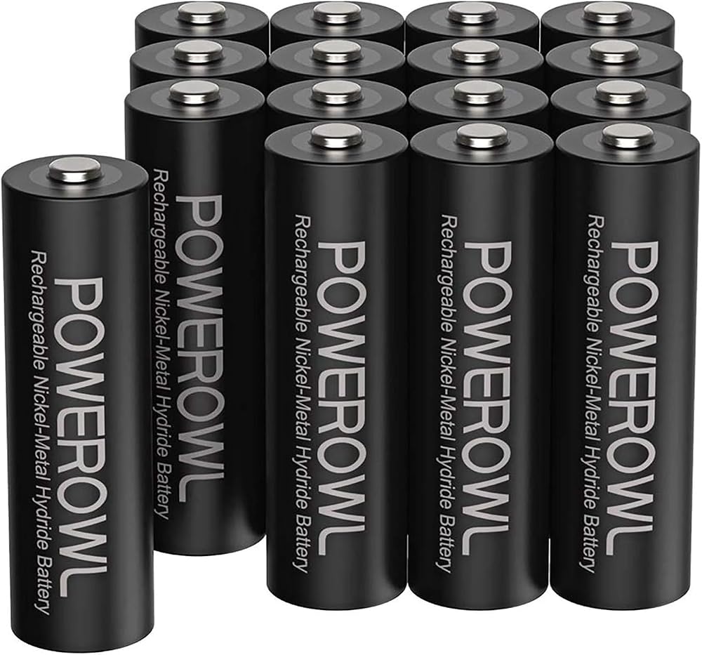 POWEROWL AA Rechargeable Batteries 16 Pack 2800mAh NiMH Low Self Discharge