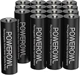 POWEROWL AA Rechargeable Batteries 16 Pack 2800mAh NiMH Low Self Discharge