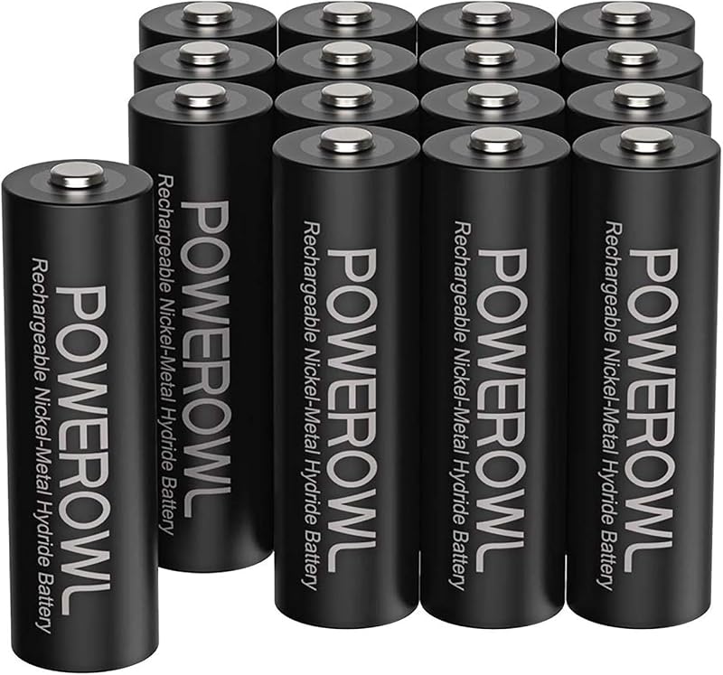 POWEROWL AA Rechargeable Batteries 16 Pack 2800mAh NiMH Low Self Discharge
