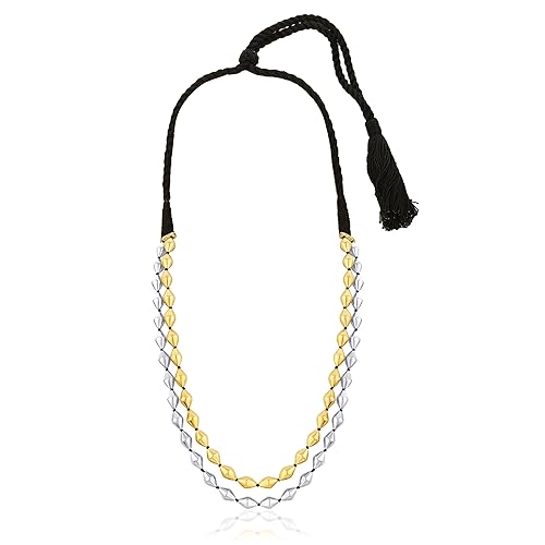 Jewels 92.5 Sterling Silver Statement Collection Two Toned Dholki Bead Silver Necklace For Women And Girl