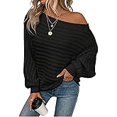 ZAFUL Womens Fall Sweaters Off The Shoulder Batwing Sleeve Textured Knit Tops Oversized One Shoulder Sweater