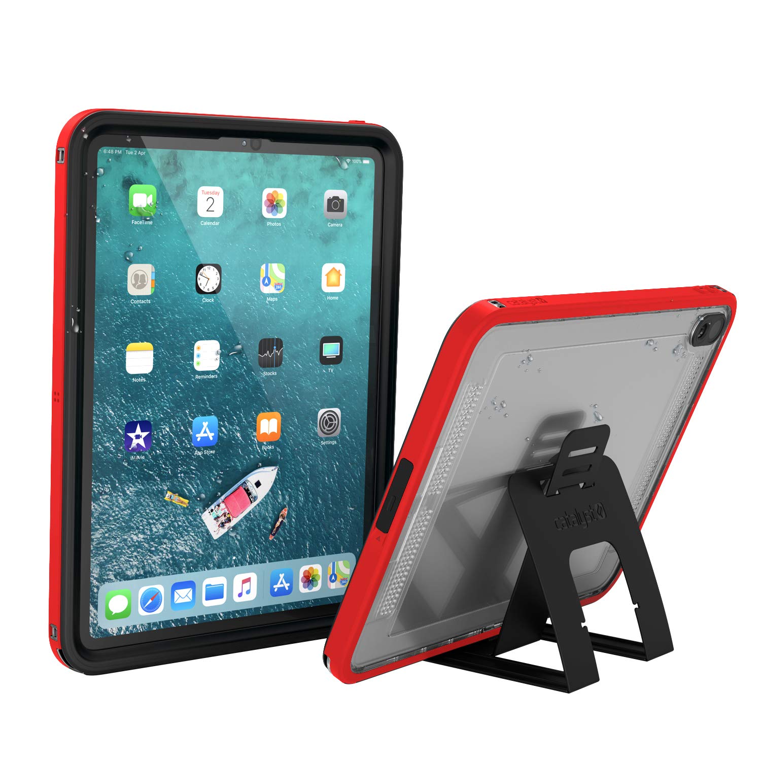 Catalyst Waterproof iPad Case for iPad Pro 11" 2018 Waterproof 6.6 ft - Full Body Protection, Heavy Duty Drop Proof 4ft, Kickstand, True Acoustic Sound Technology, Built-in Screen Protector - Red