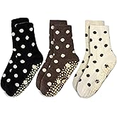 ERMO NKES Cute Polka Dot Yoga Socks for Women – 3 Pairs Non Slip Grip Pilates Barre Socks, Cozy Crew Style, US Size 5-9