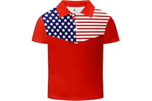 Dekomere Boys Short Sleeve Polo Shirt Patriotic Polo Shirts for Boys 4th of July Performance Golf Shirts School Uniform